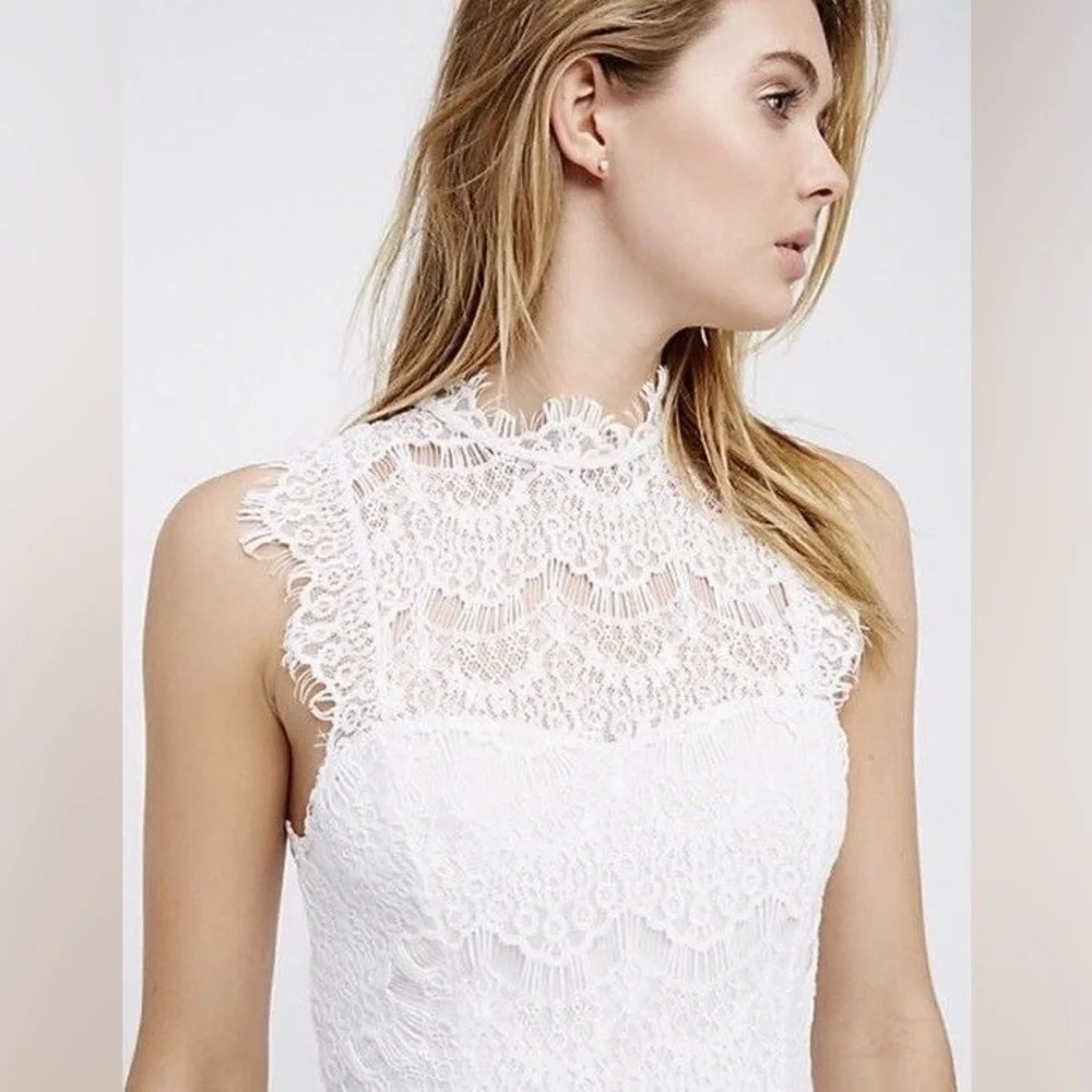 Free People Cora Daydreamer Lace Dress in White Sz. Large NWT